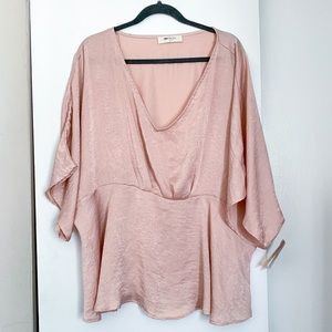 Altar’d State Blush Satin Like Blouse